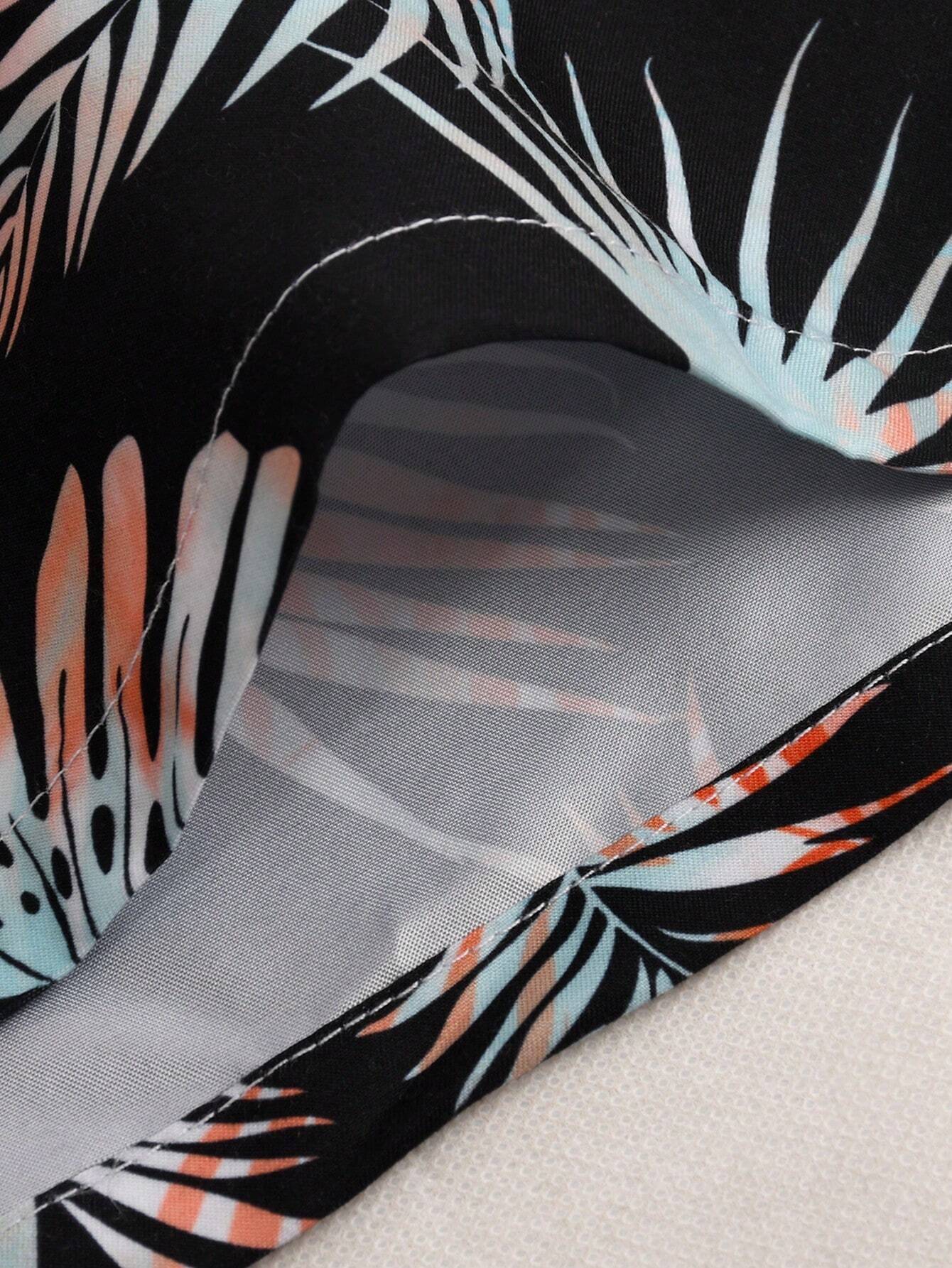 Drawstring Printed Swim Trunks-Waves And Trunks