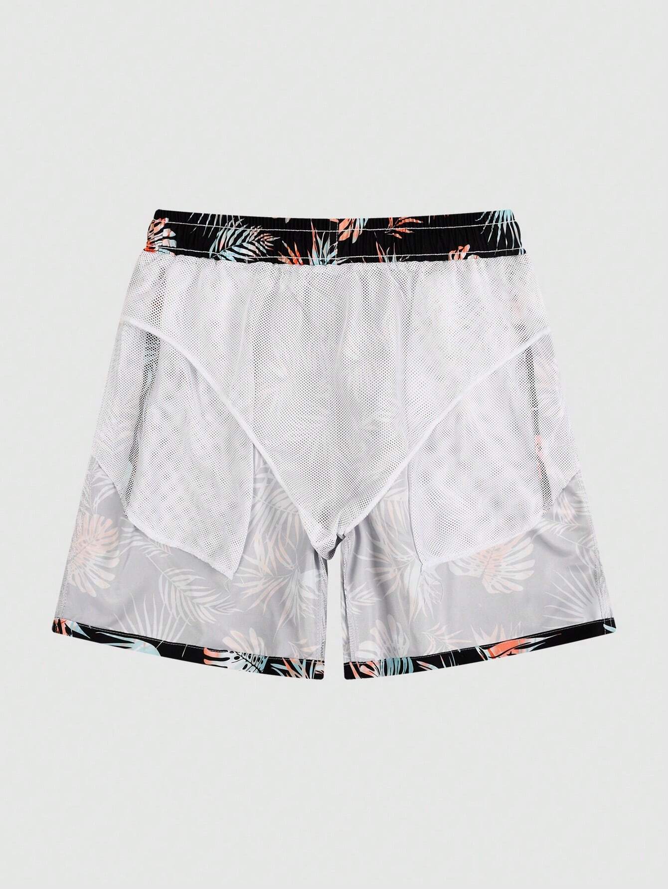 Drawstring Printed Swim Trunks-Waves And Trunks