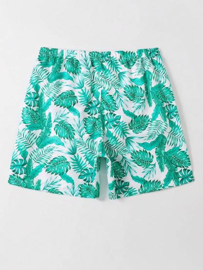 Leaves All Over Print Swim Trunks-Waves And Trunks