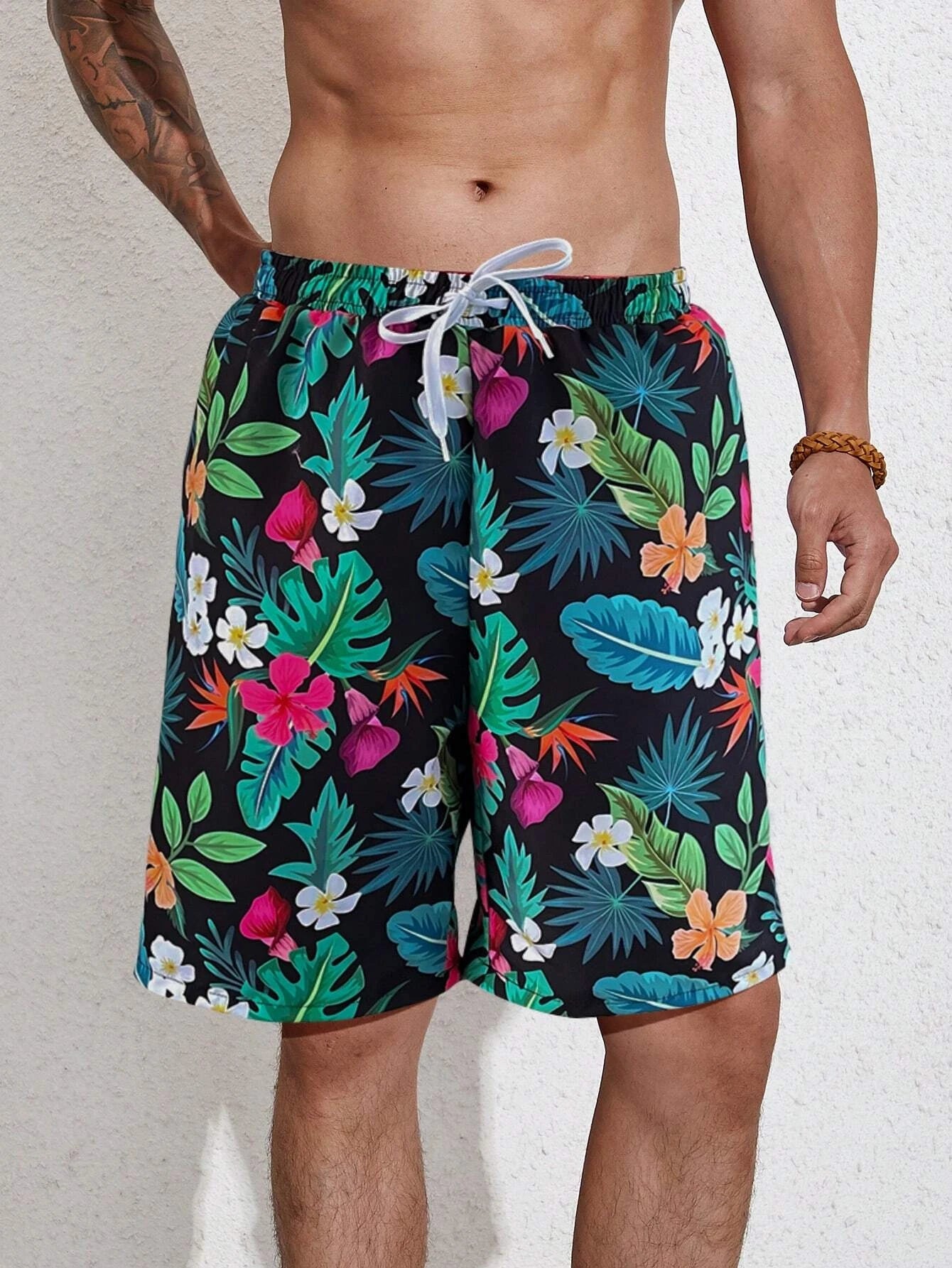 Tropical Print Swim Trunk-Waves And Trunks