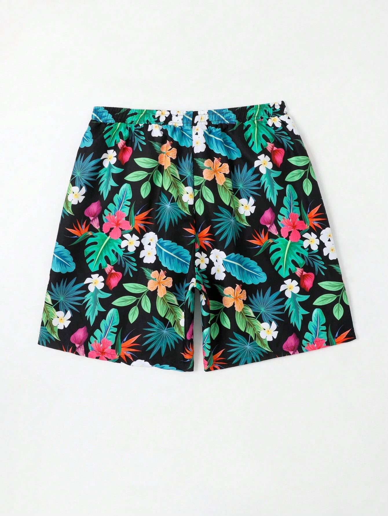 Tropical Print Swim Trunk-Waves And Trunks