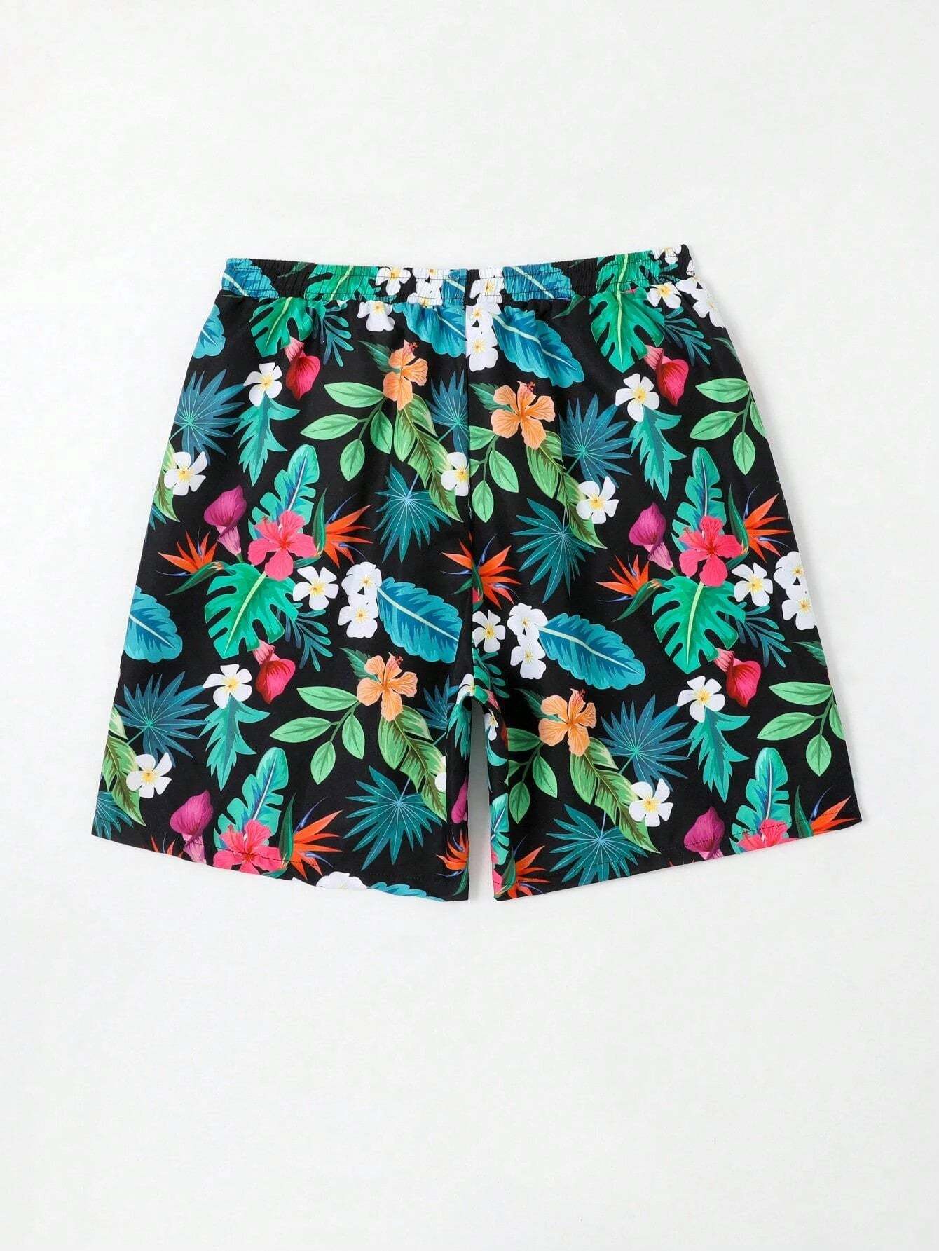 Tropical Print Swim Trunk-Waves And Trunks