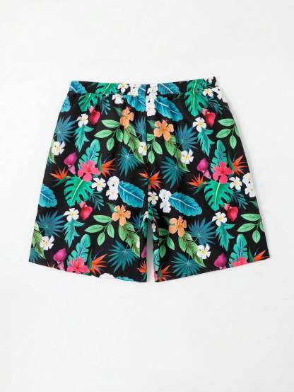 Tropical Print Swim Trunk-Waves And Trunks