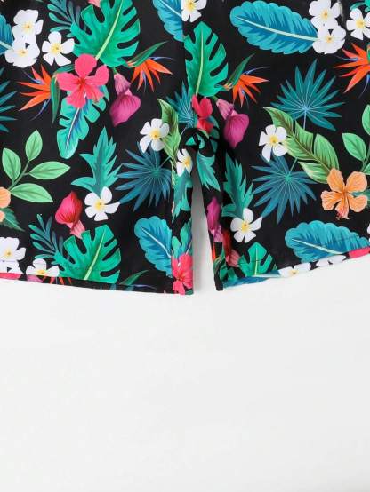 Tropical Print Swim Trunk-Waves And Trunks