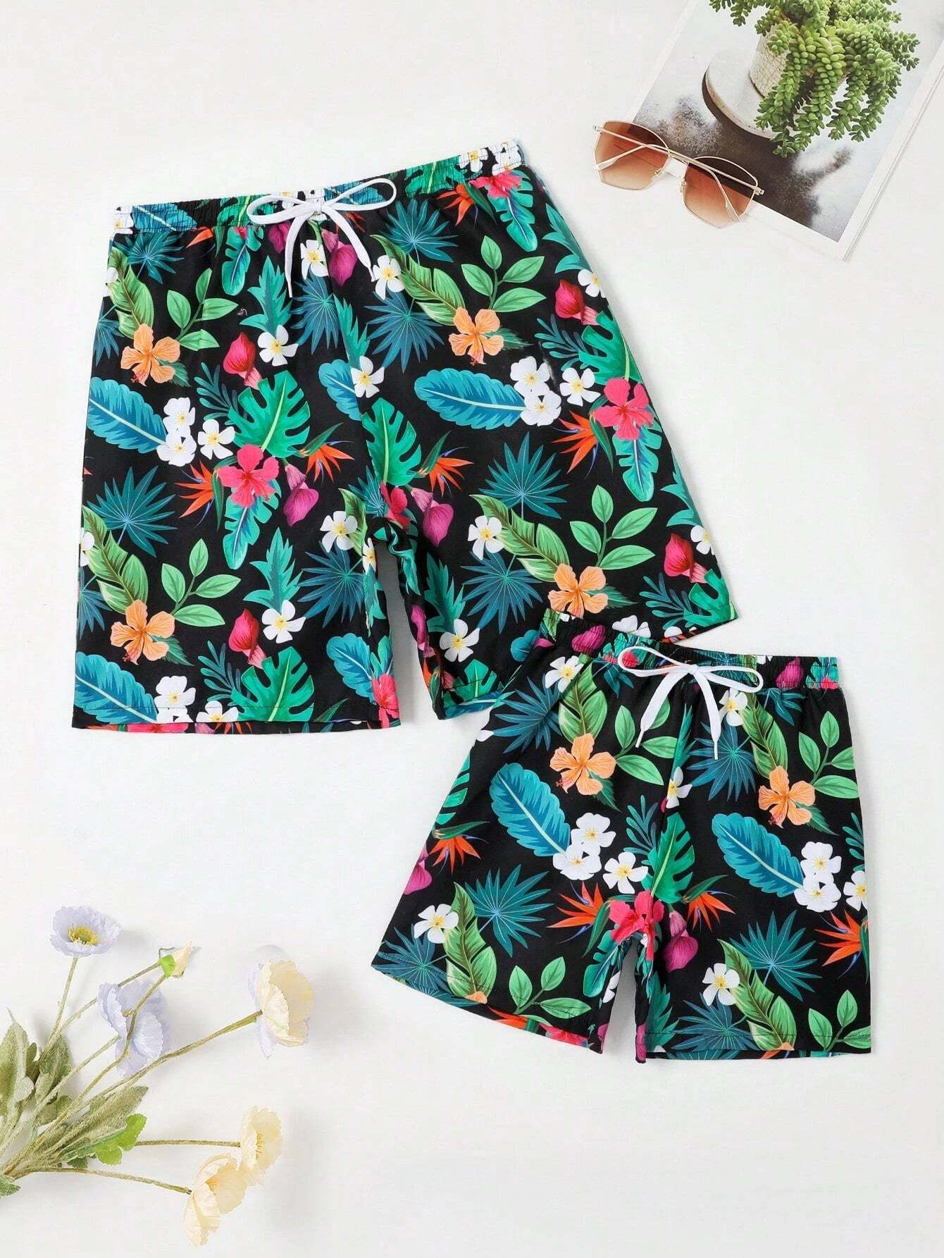 Tropical Print Swim Trunk-Waves And Trunks