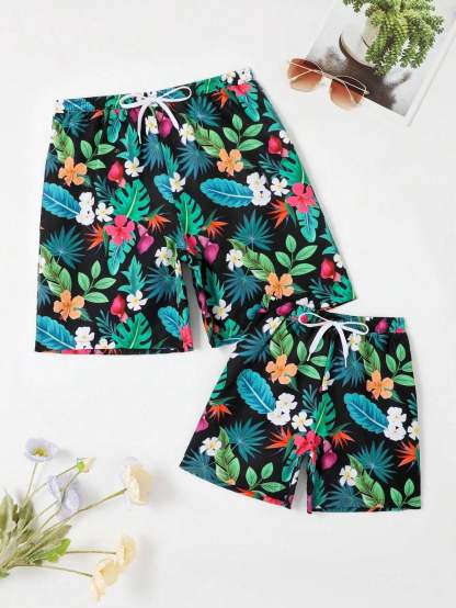 Tropical Print Swim Trunk-Waves And Trunks