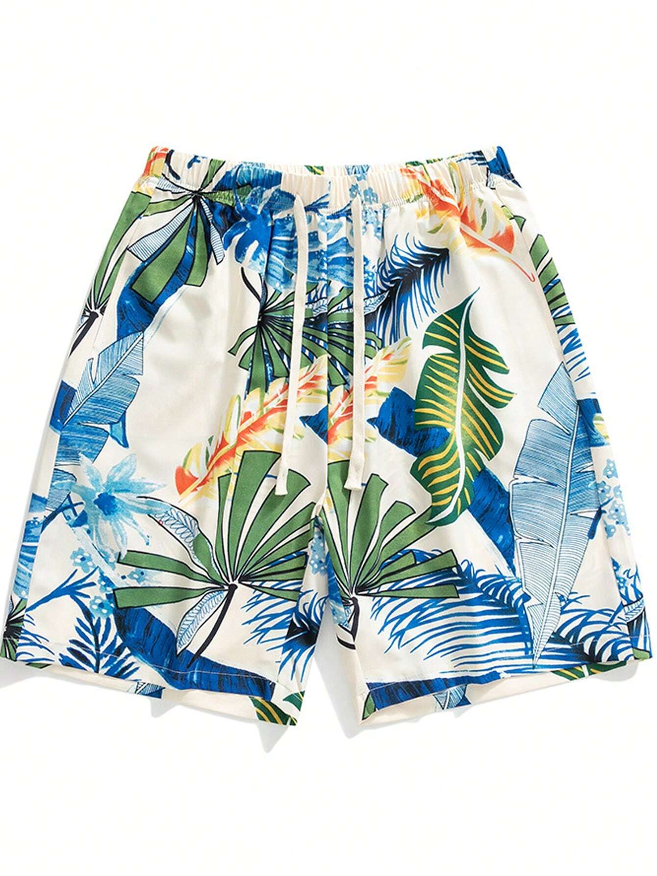 Woven Fabric Drawstring Swim Trunks-Waves And Trunks