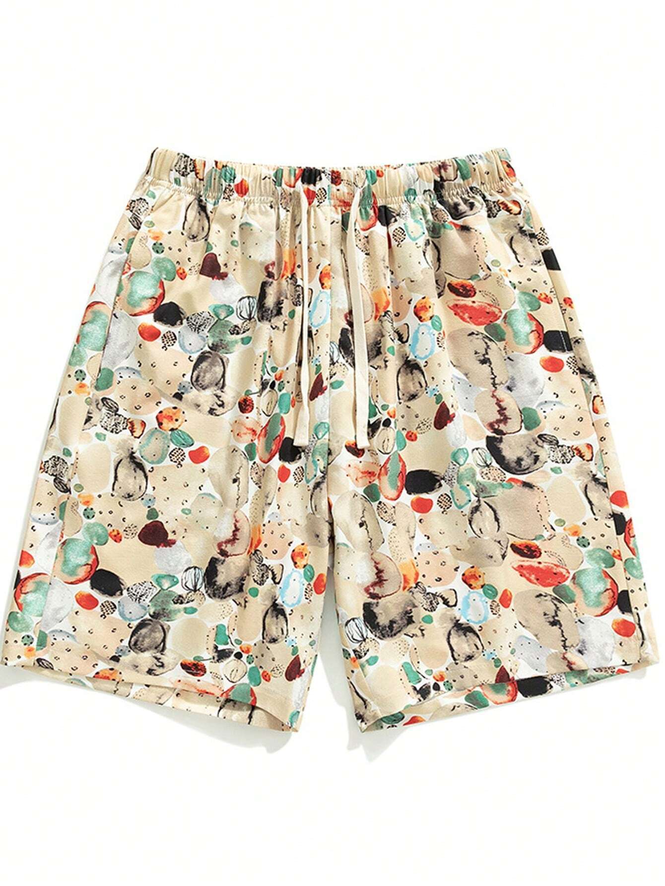 Woven Fabric Drawstring Swim Trunks-Waves And Trunks
