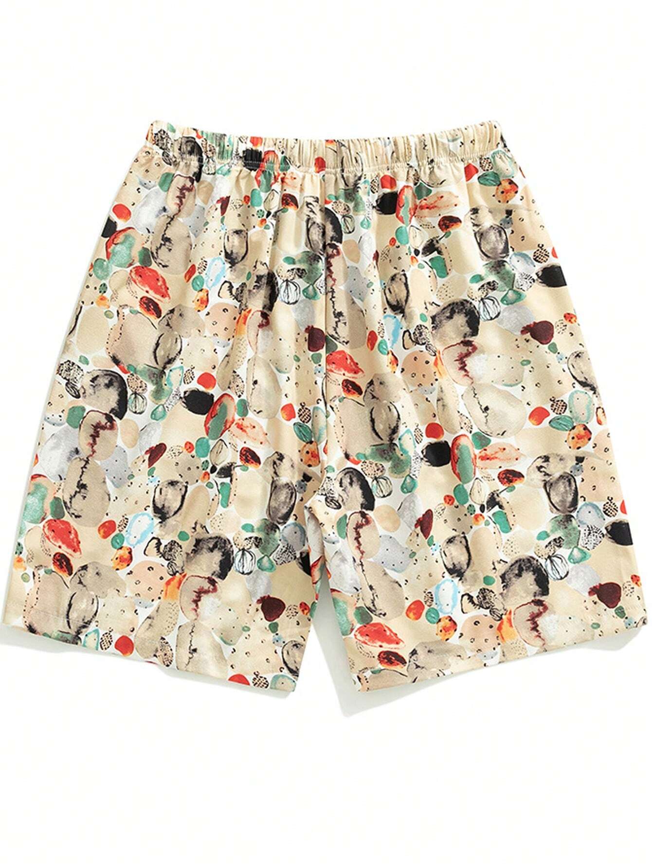Drawstring Waist Allover Print Stretch Swim Trunks-Waves And Trunks