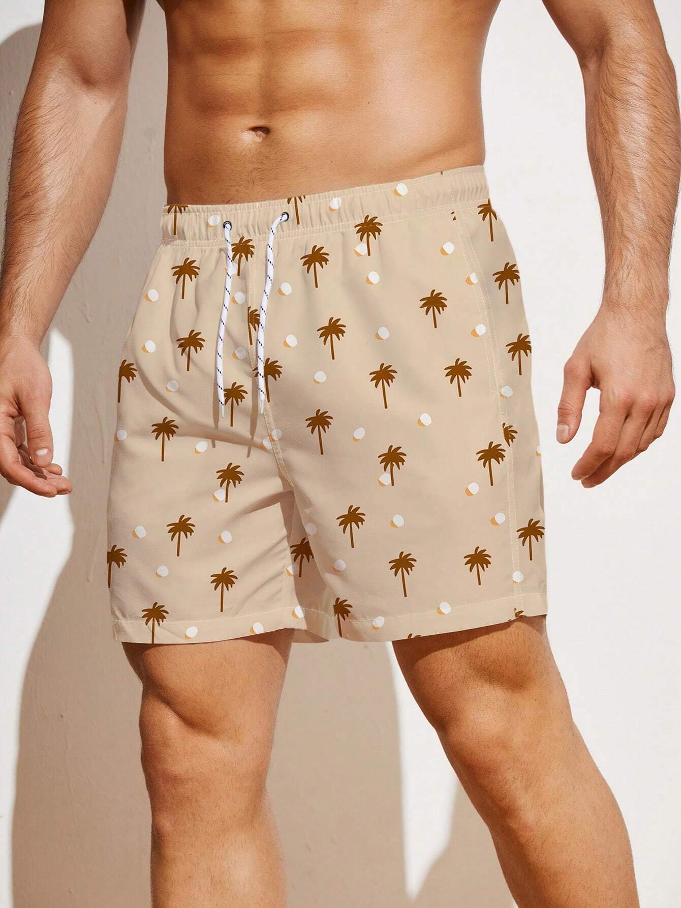 Allover Coconut Tree Print Beach Shorts-Waves And Trunks
