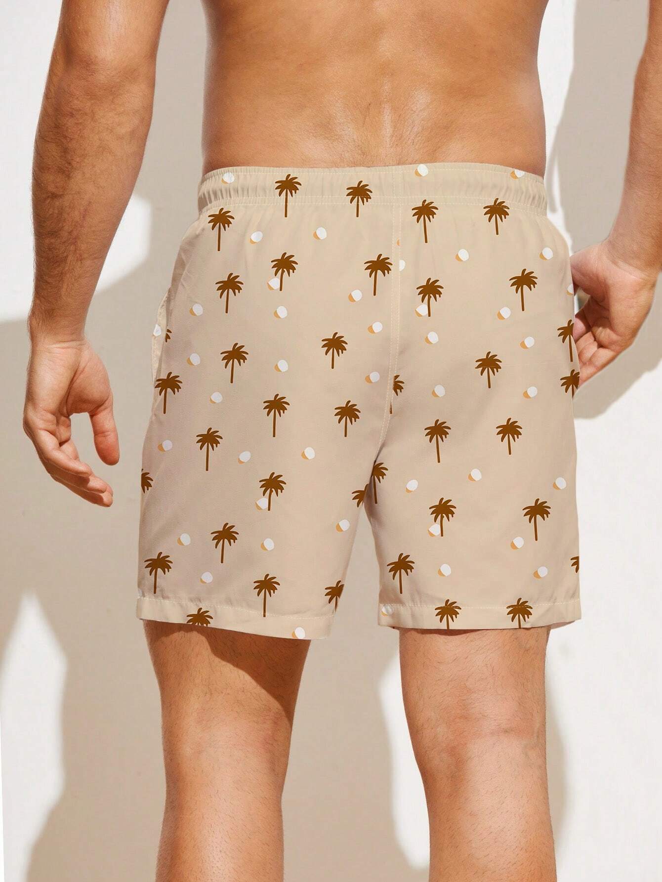 Allover Coconut Tree Print Beach Shorts-Waves And Trunks