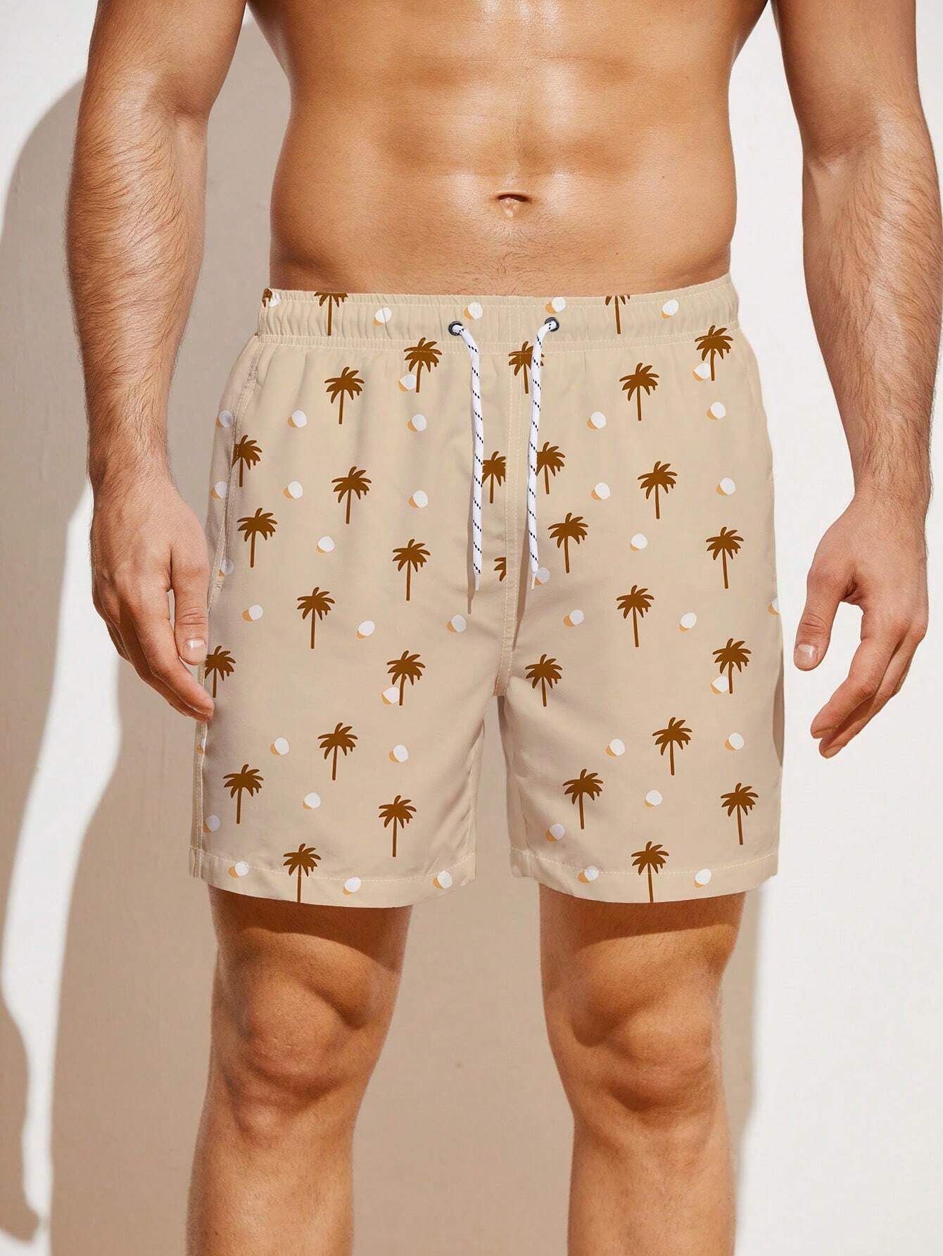 Allover Coconut Tree Print Beach Shorts-Waves And Trunks