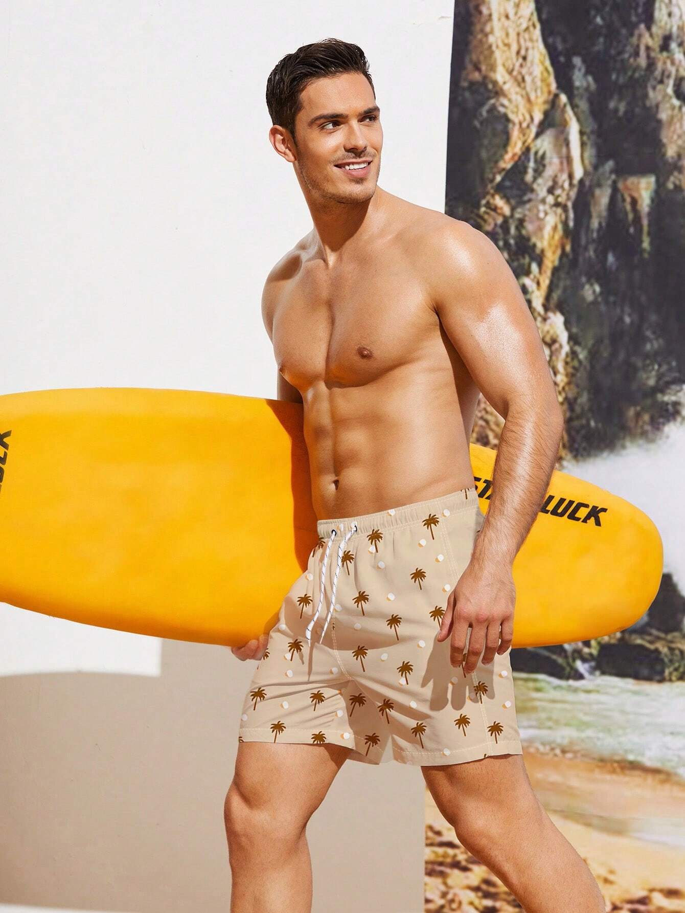 Allover Coconut Tree Print Beach Shorts-Waves And Trunks