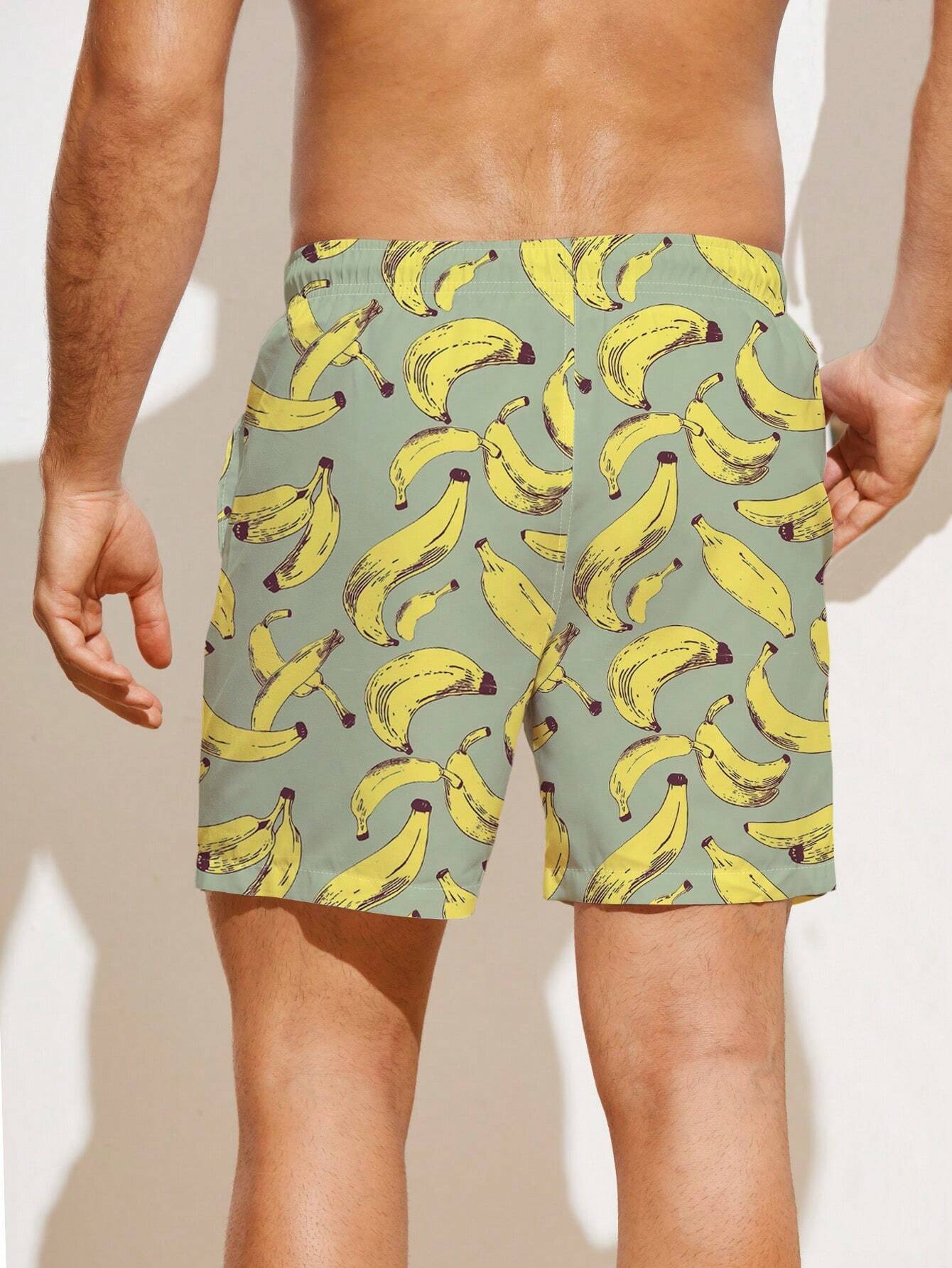 Allover Banana Print Beach Shorts-Waves And Trunks