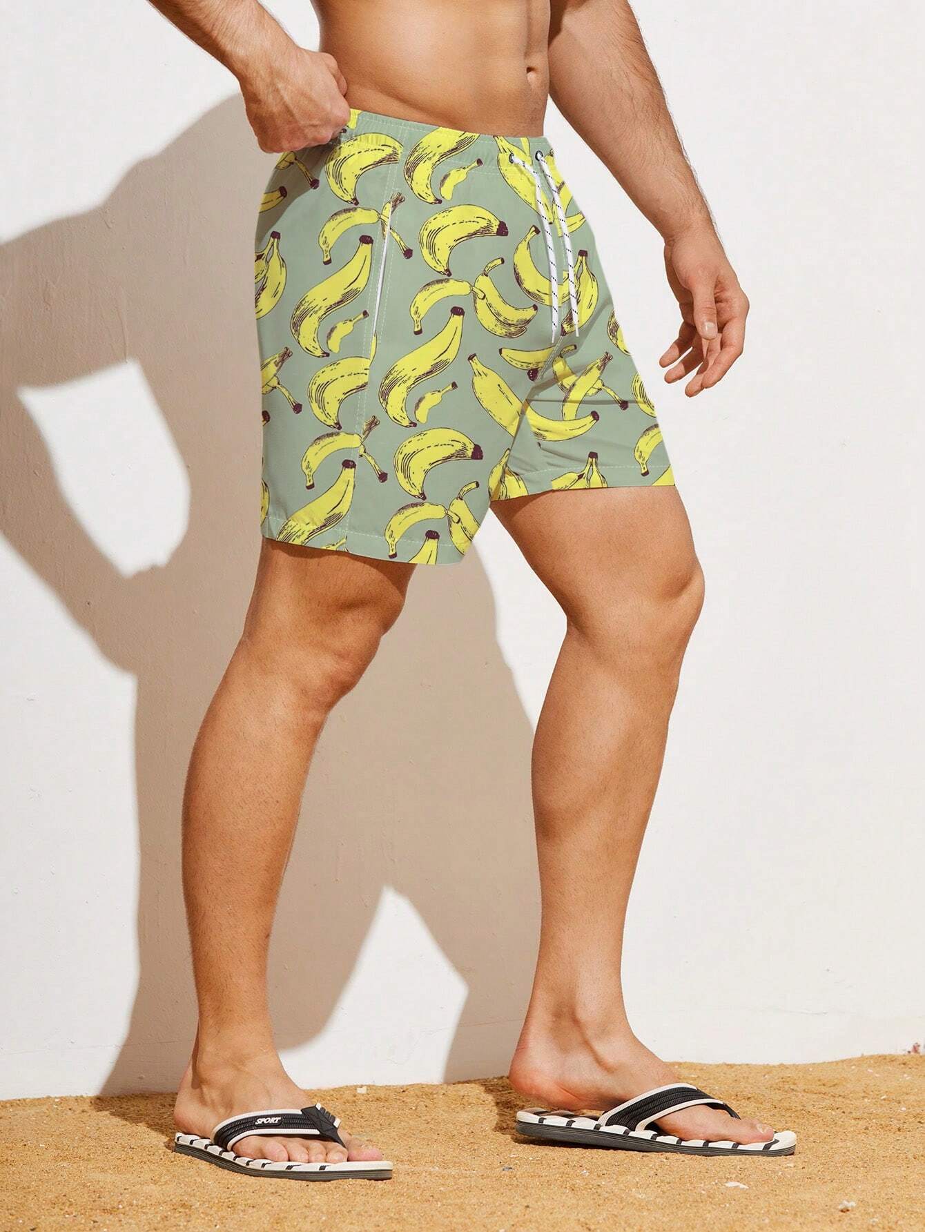 Allover Banana Print Beach Shorts-Waves And Trunks