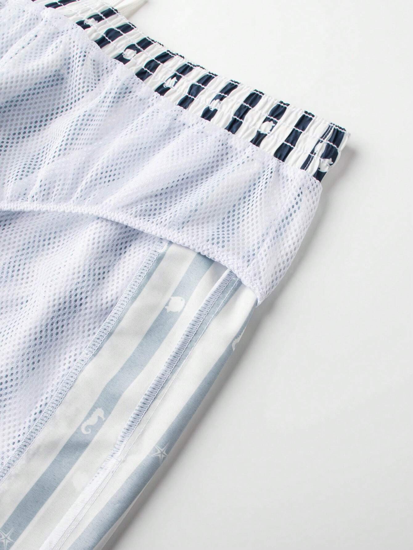 Striped Seahorse Print Swim Shorts-Waves And Trunks