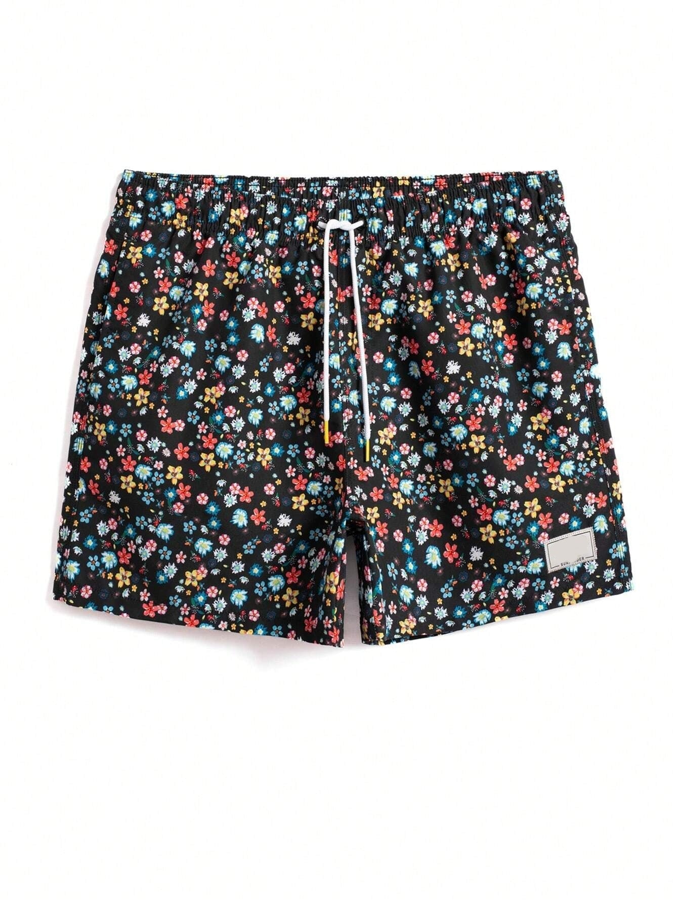 Ditsy Floral Drawstring Swim Trunks-Waves And Trunks