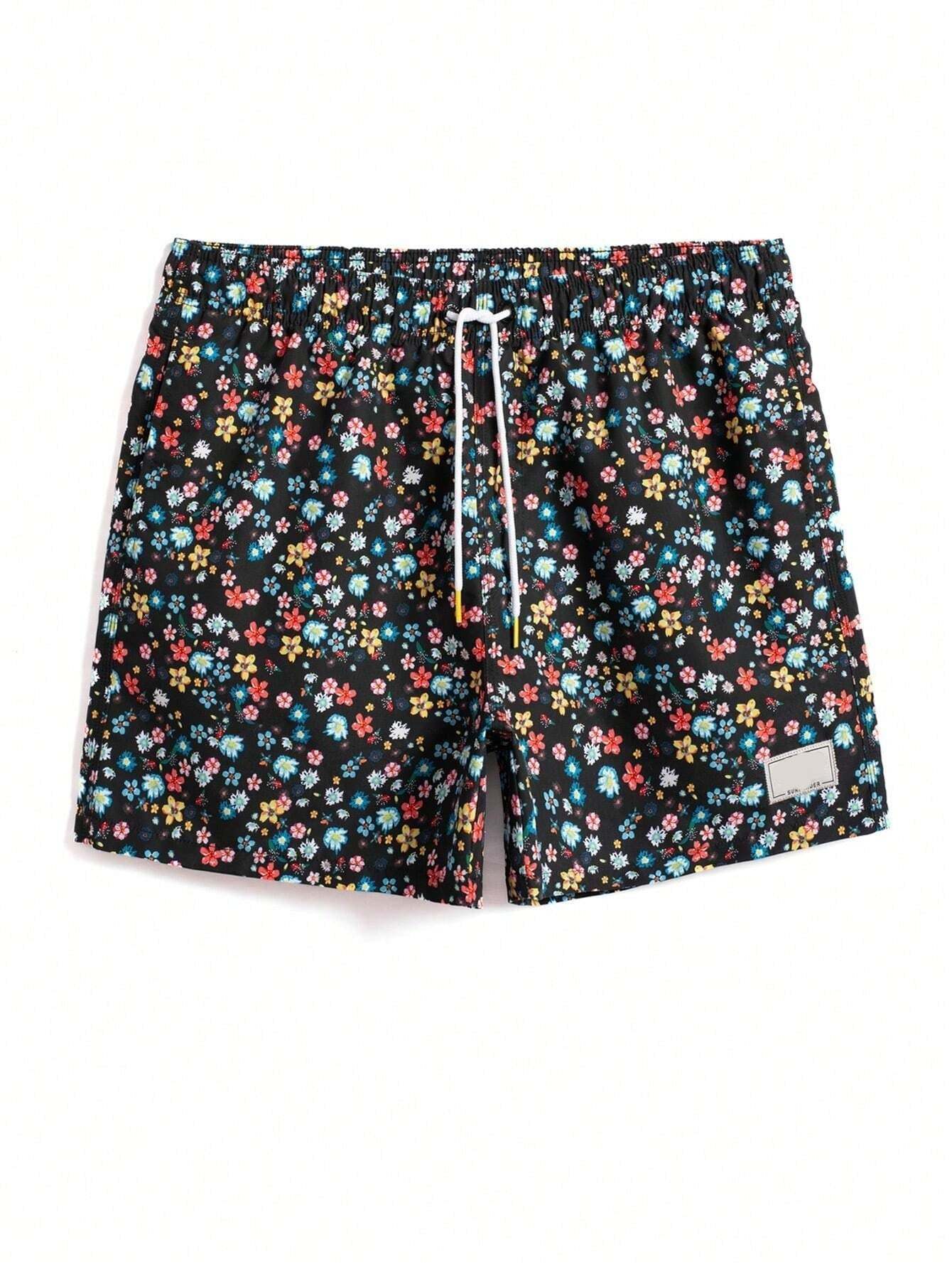 Ditsy Floral Drawstring Swim Trunks-Waves And Trunks