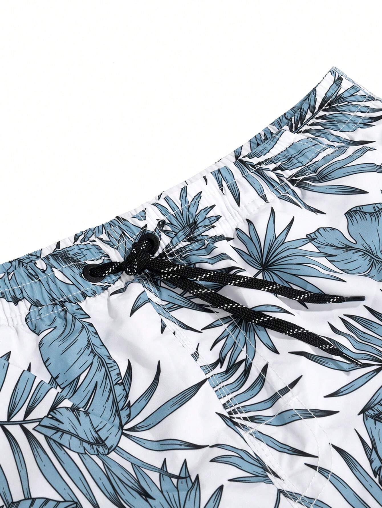 Tropical All Over Print Drawstring Shorts-Waves And Trunks