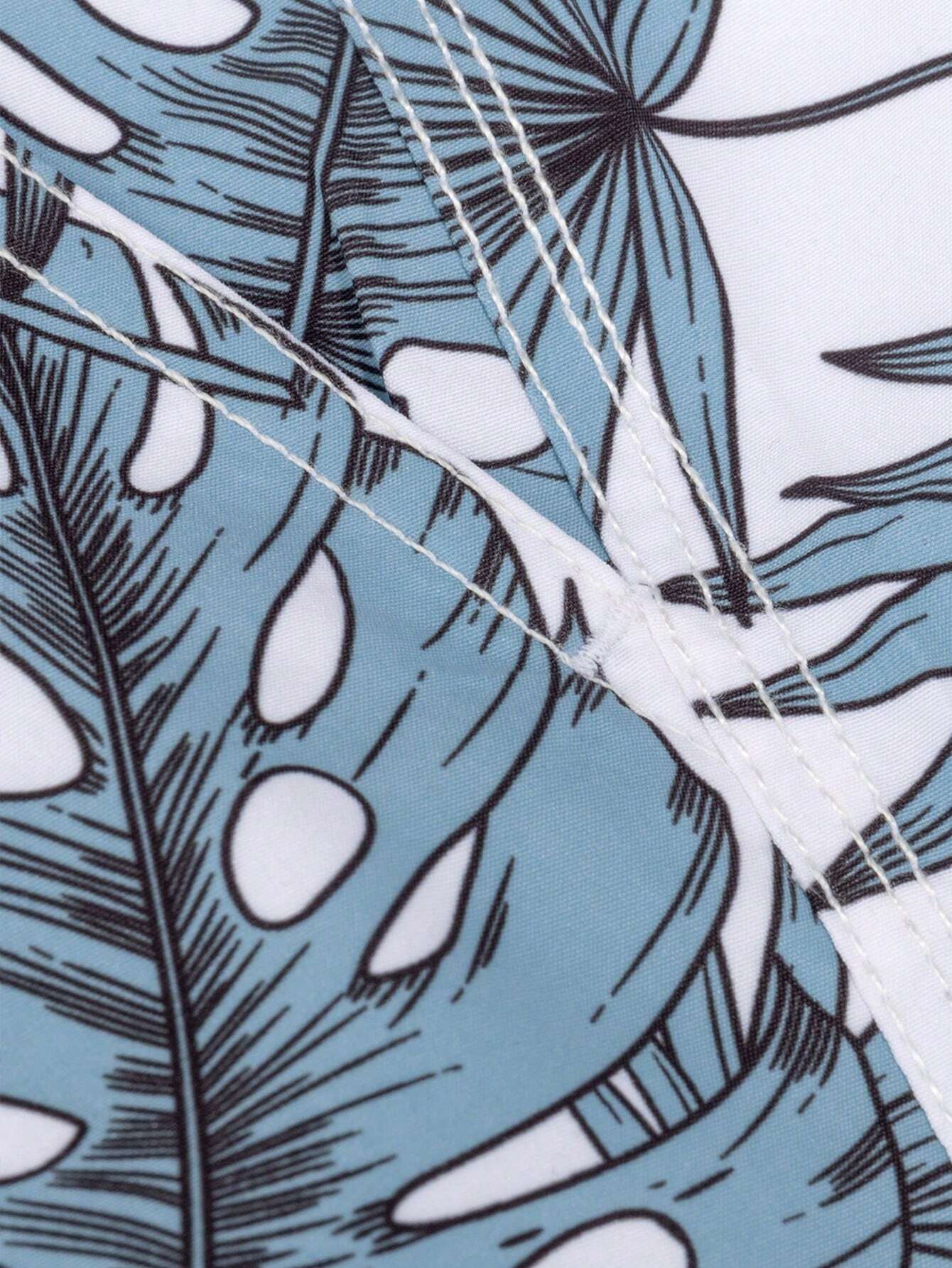 Tropical All Over Print Drawstring Shorts-Waves And Trunks