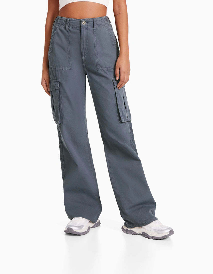 Adjustable Straight Leg Cargo Pants-Waves And Trunks