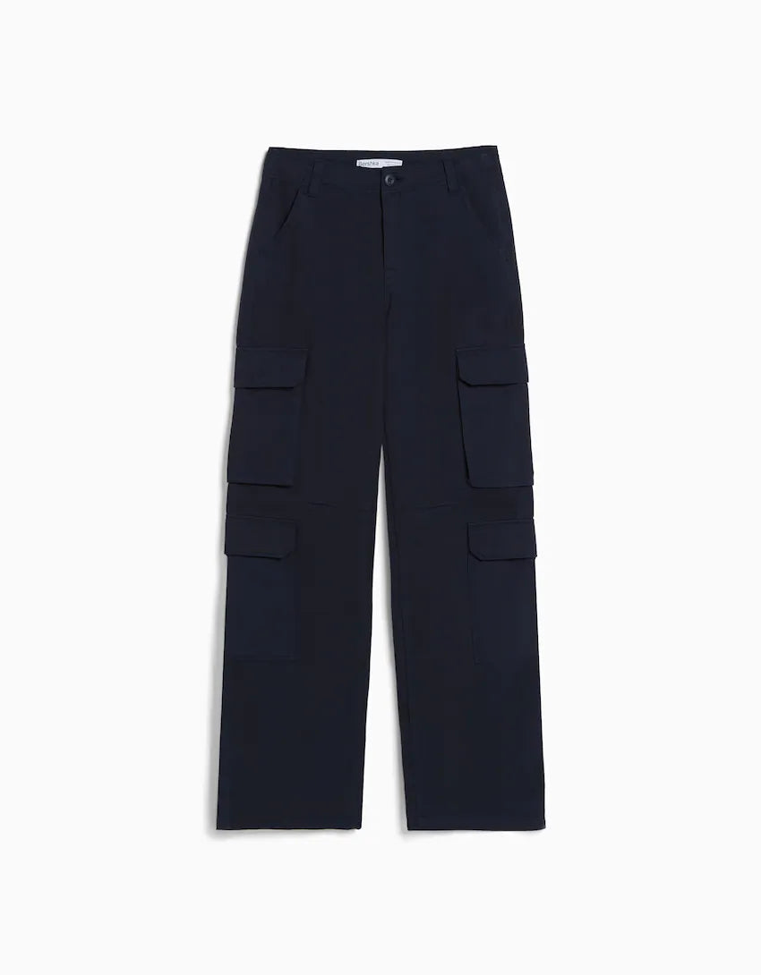 Adjustable Straight Leg Cargo Pants-Waves And Trunks