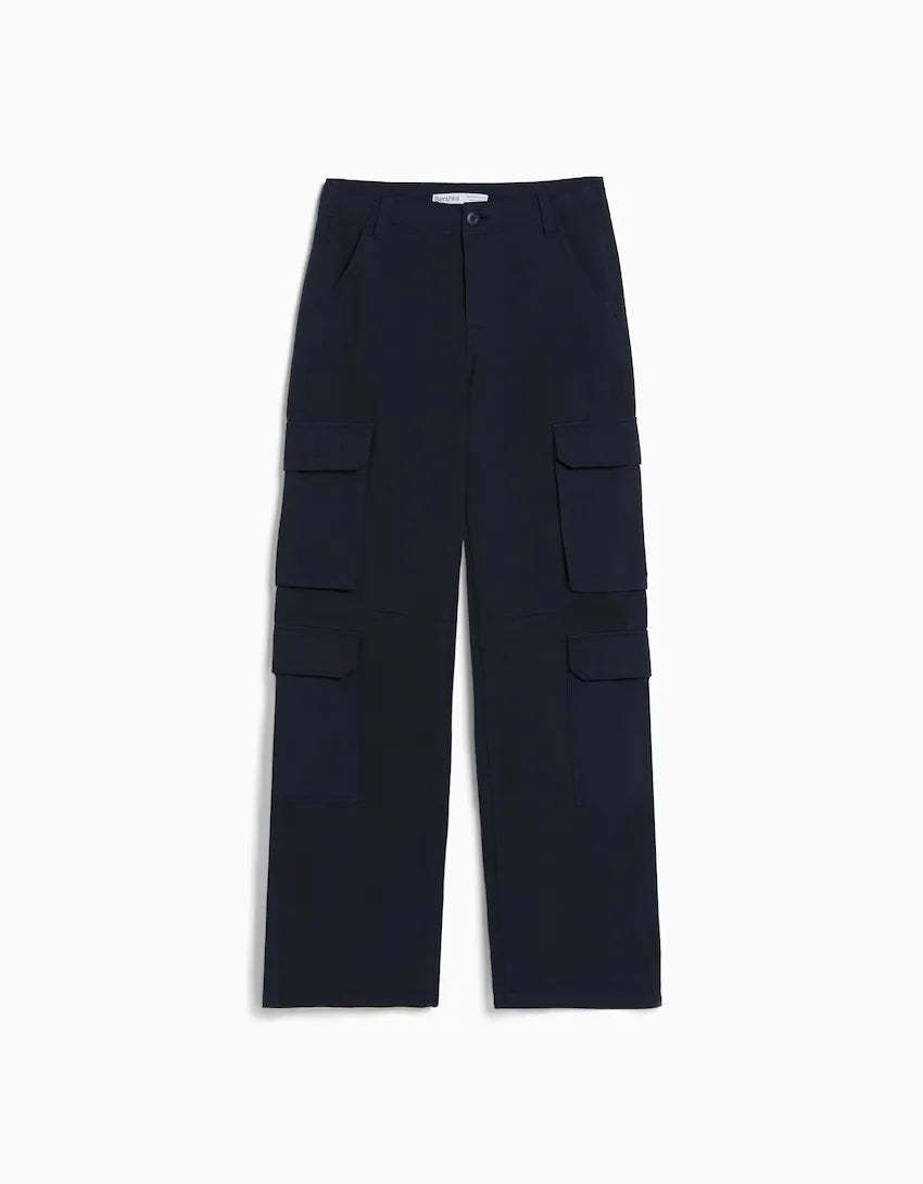 Adjustable Straight Leg Cargo Pants-Waves And Trunks