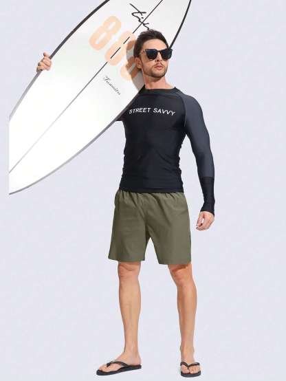 Drawstring Waist Split With Pocket-Waves And Trunks