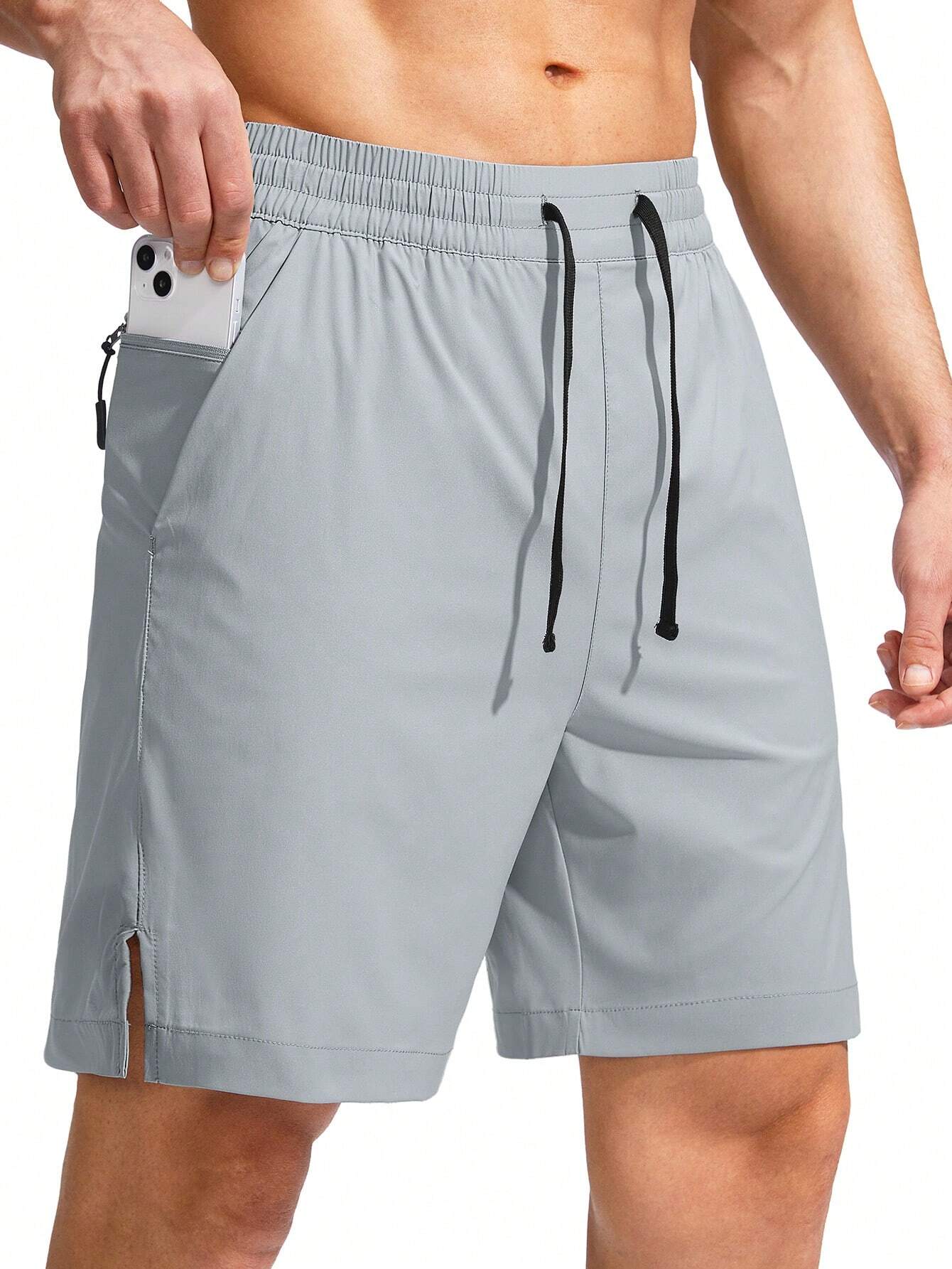Drawstring Waist Split Swim Trunks-Waves And Trunks