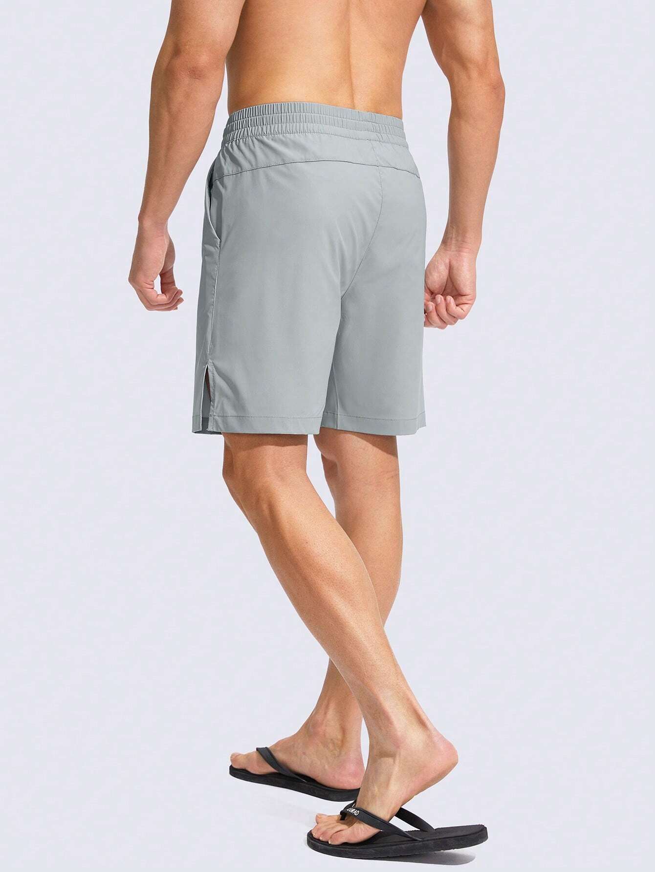 Drawstring Waist Split Swim Trunks-Waves And Trunks