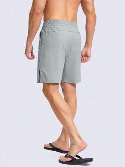 Drawstring Waist Split Swim Trunks-Waves And Trunks