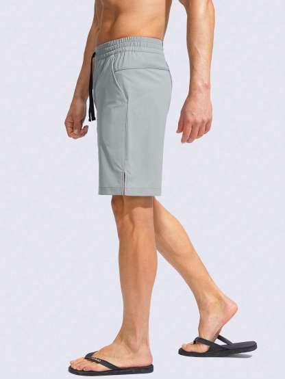 Drawstring Waist Split Swim Trunks-Waves And Trunks