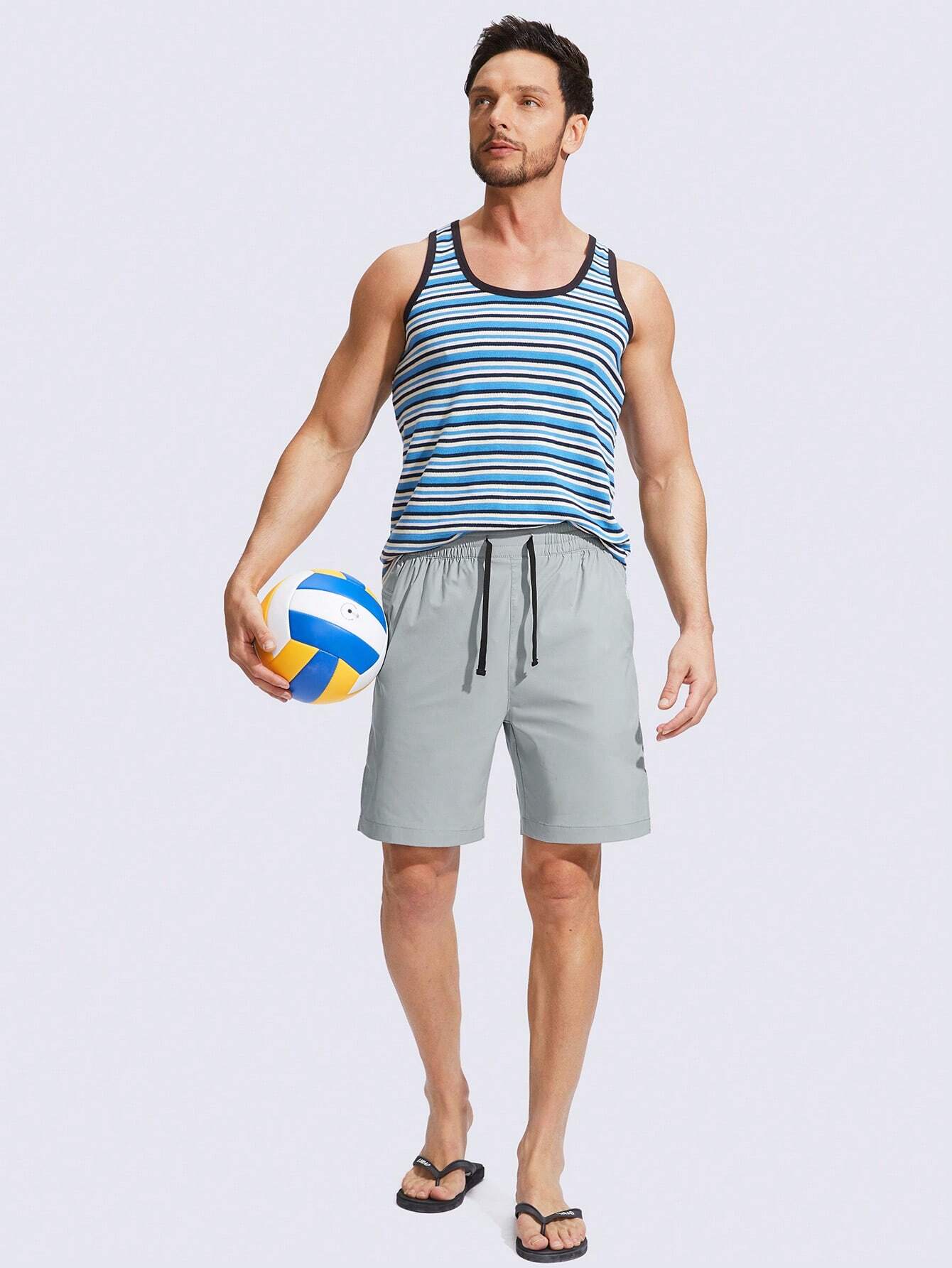 Drawstring Waist Split Swim Trunks-Waves And Trunks