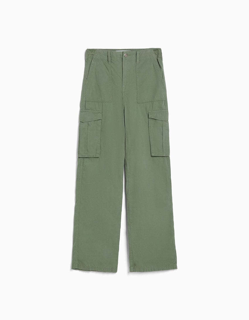 Adjustable Straight Leg Cargo Pants-Waves And Trunks