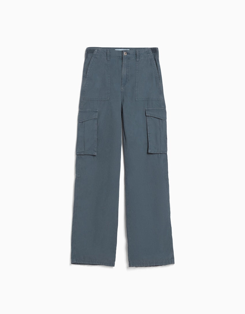 Adjustable Straight Leg Cargo Pants-Waves And Trunks