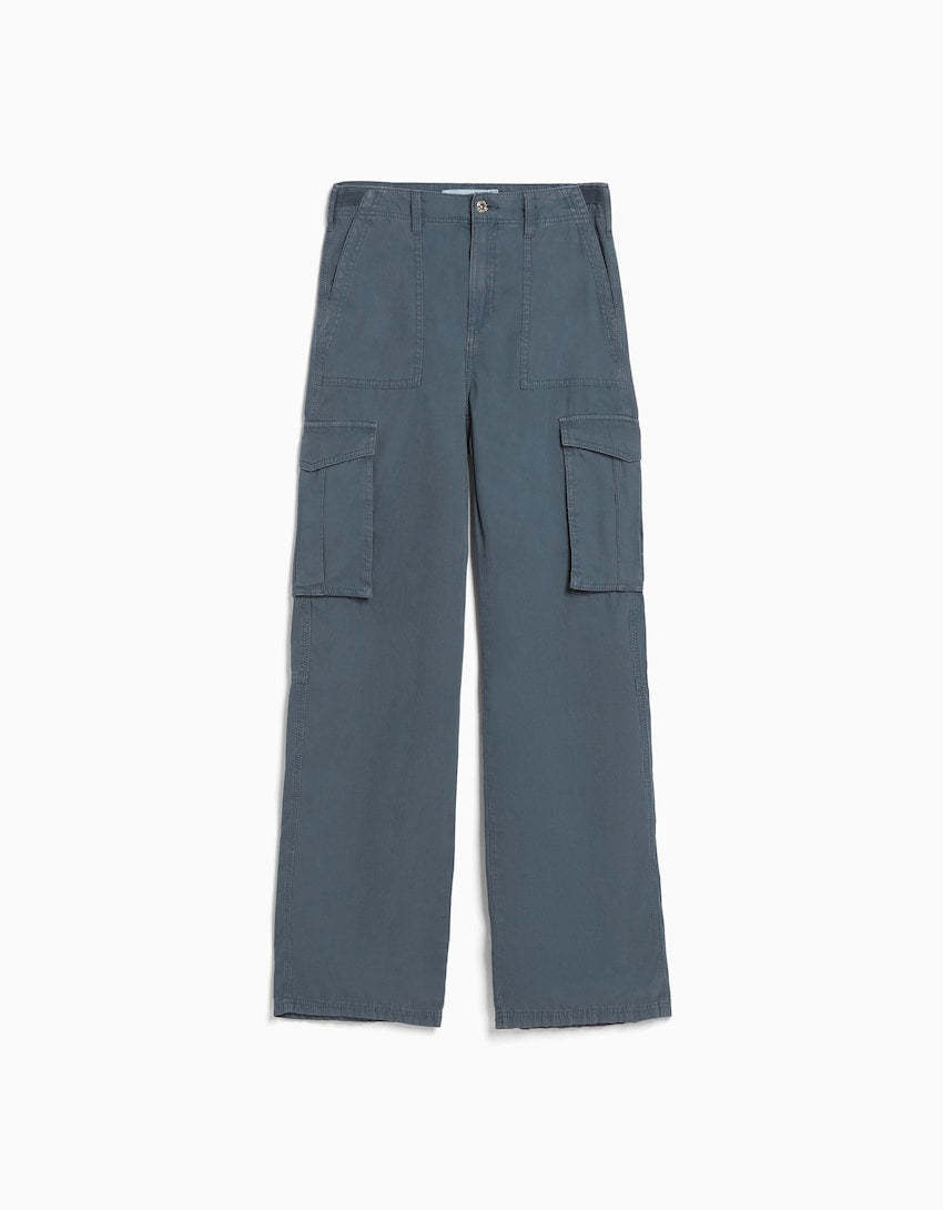 Adjustable Straight Leg Cargo Pants-Waves And Trunks