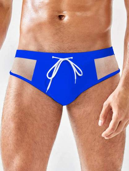 Insert Drawstring Waist Swim Brief-Waves And Trunks