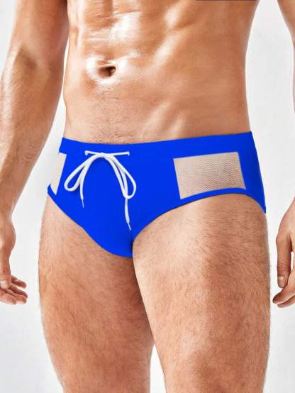 Insert Drawstring Waist Swim Brief-Waves And Trunks