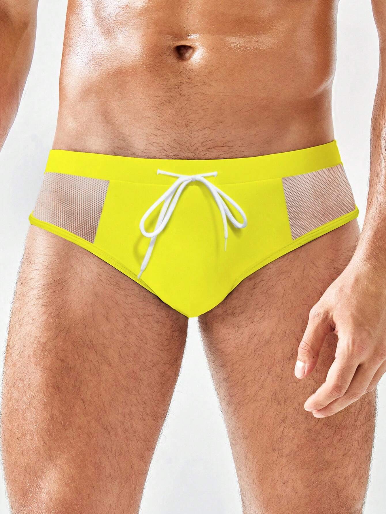 Insert Drawstring Waist Swim Brief-Waves And Trunks