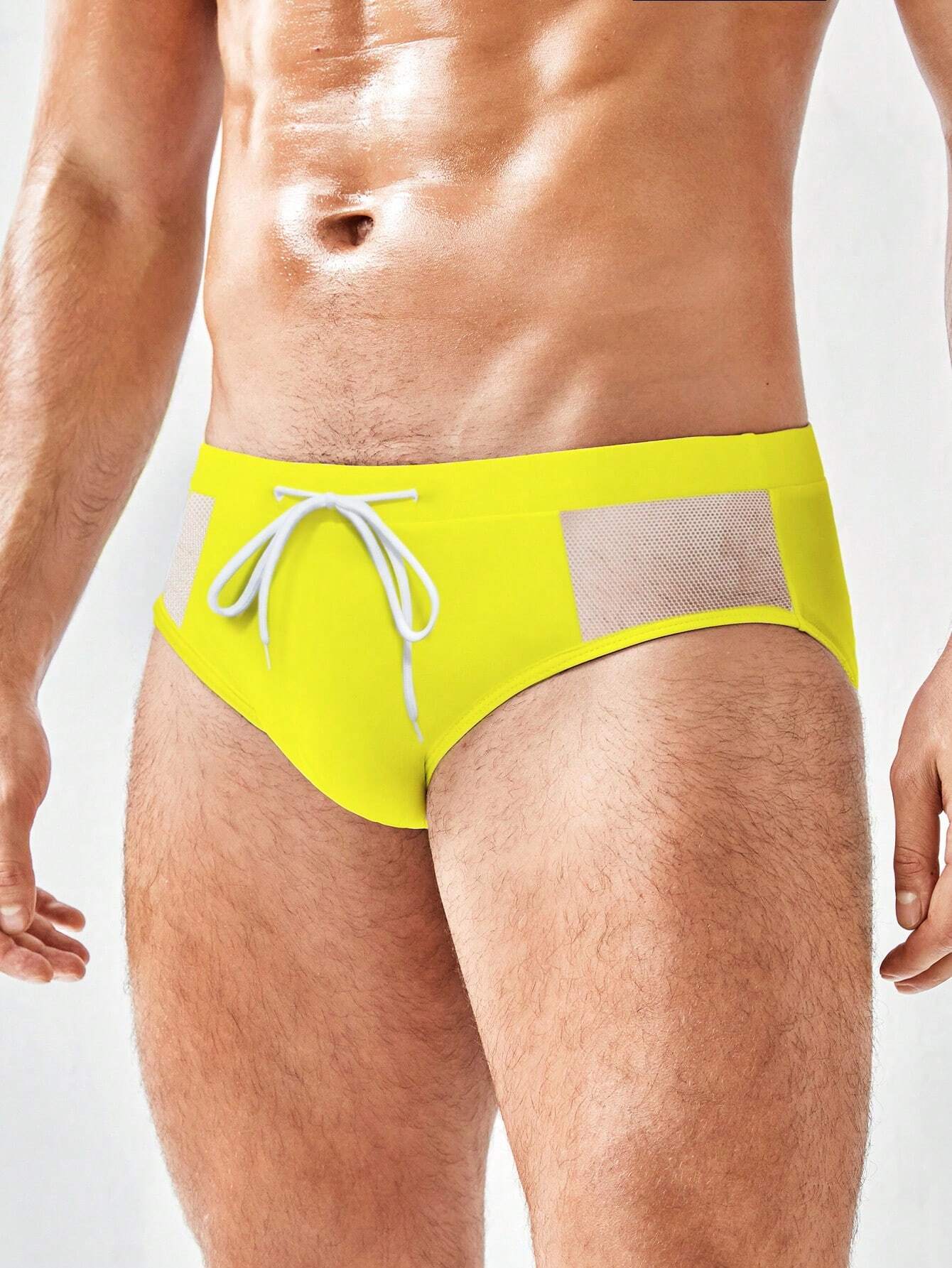 Insert Drawstring Waist Swim Brief-Waves And Trunks