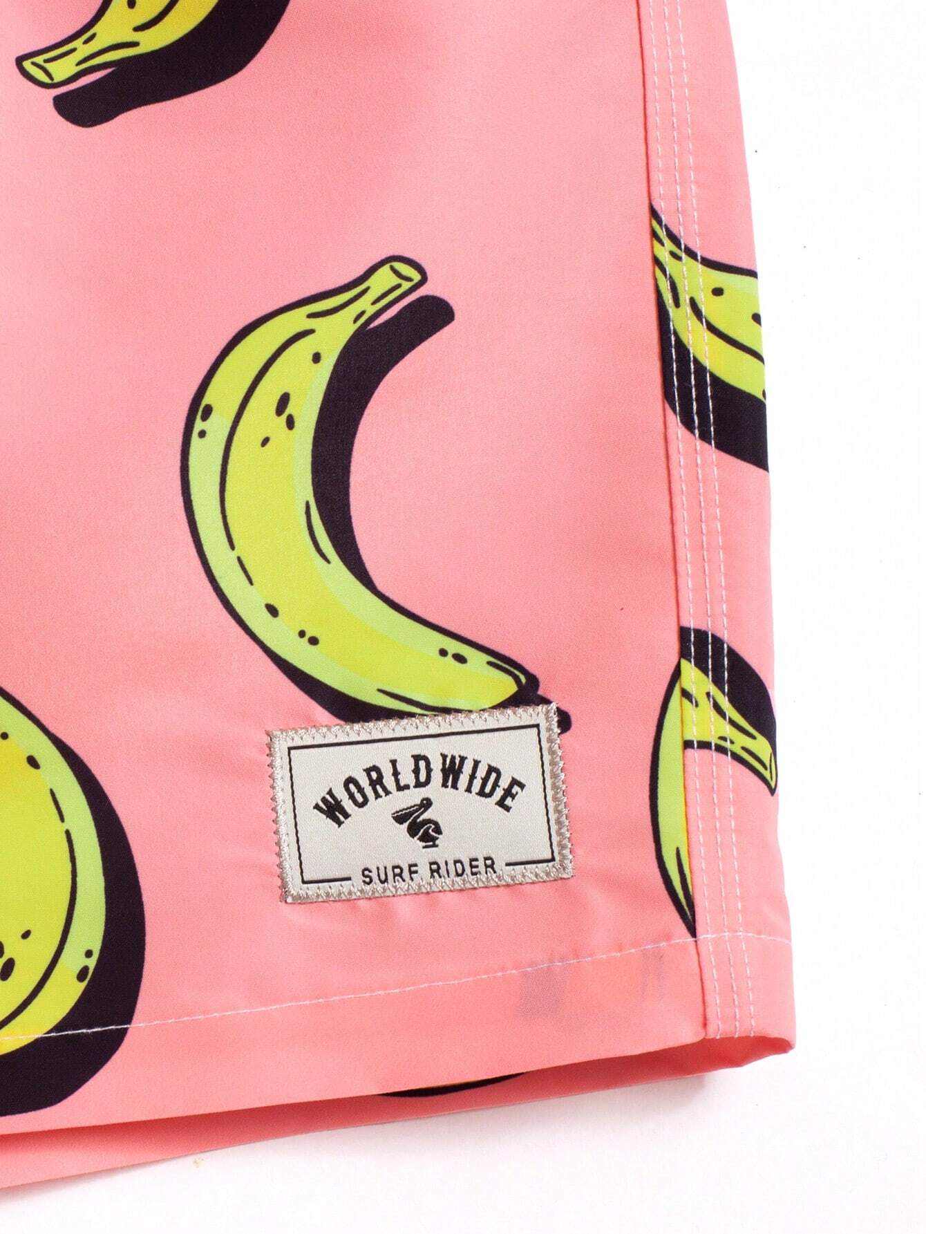 Banana Printed Waist Swim Trunks-Waves And Trunks
