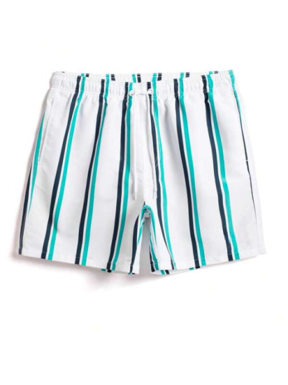 Striped Printed Swim Shorts-Waves And Trunks