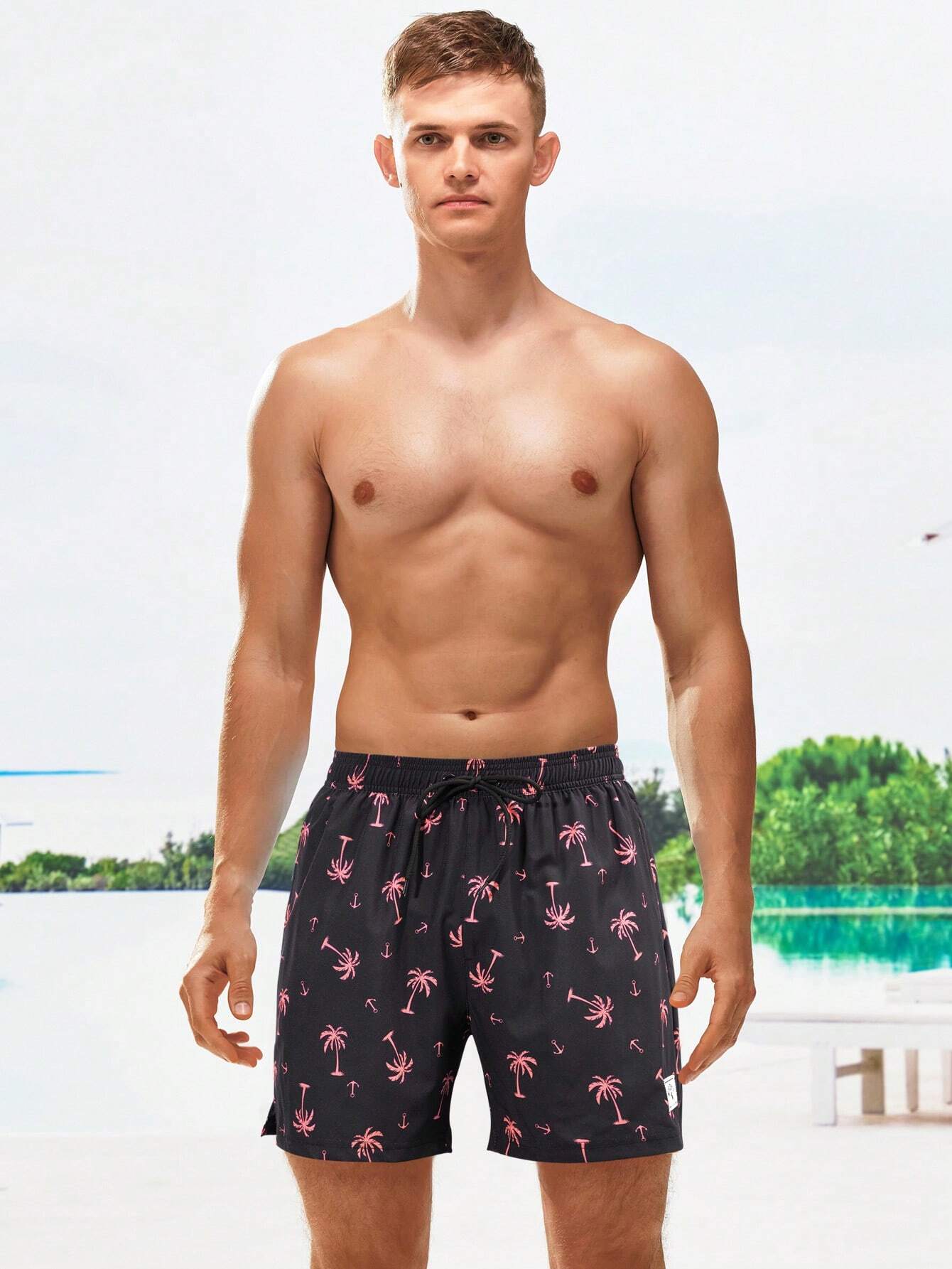 Coconut Tree Print 2 In 1 Shorts-Waves And Trunks