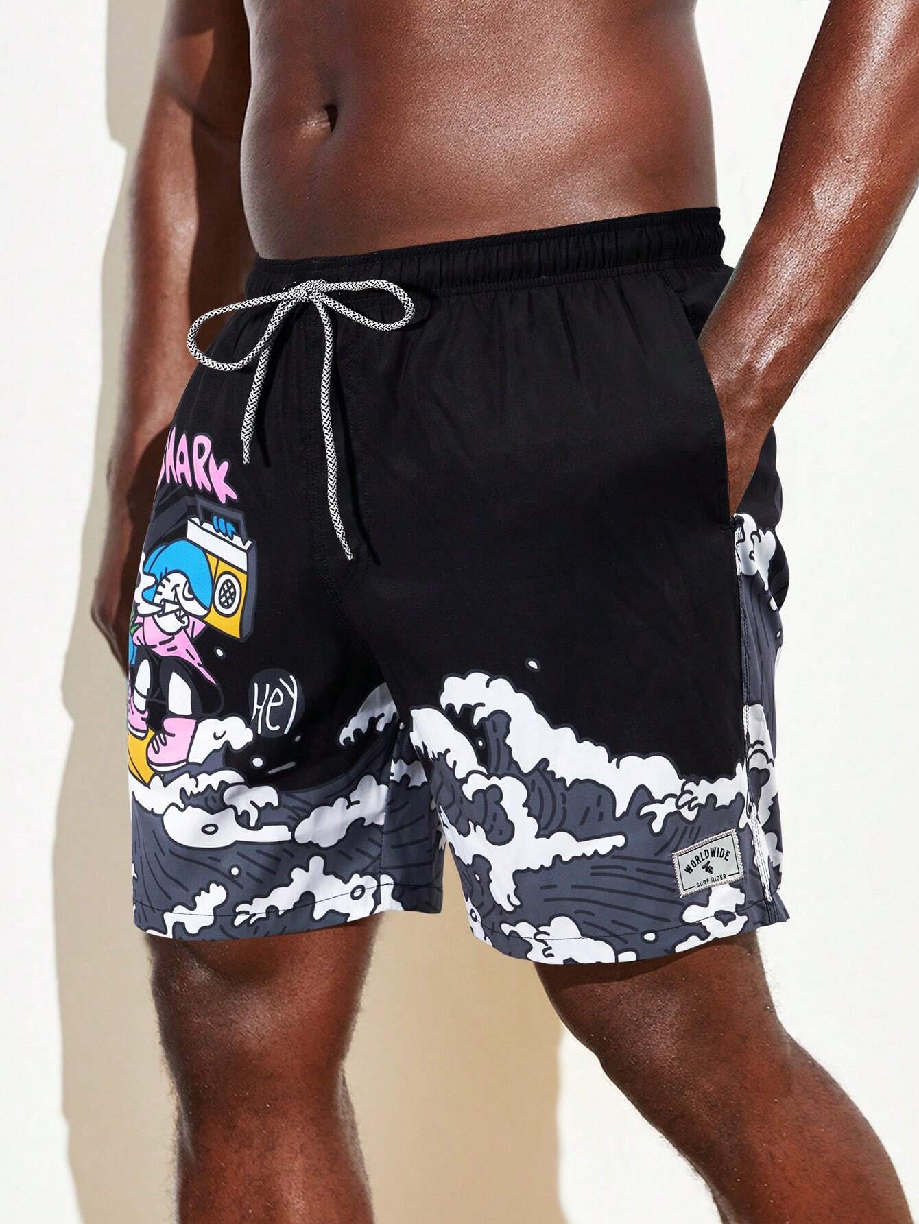 Cartoon Print Swim Shorts-Waves And Trunks