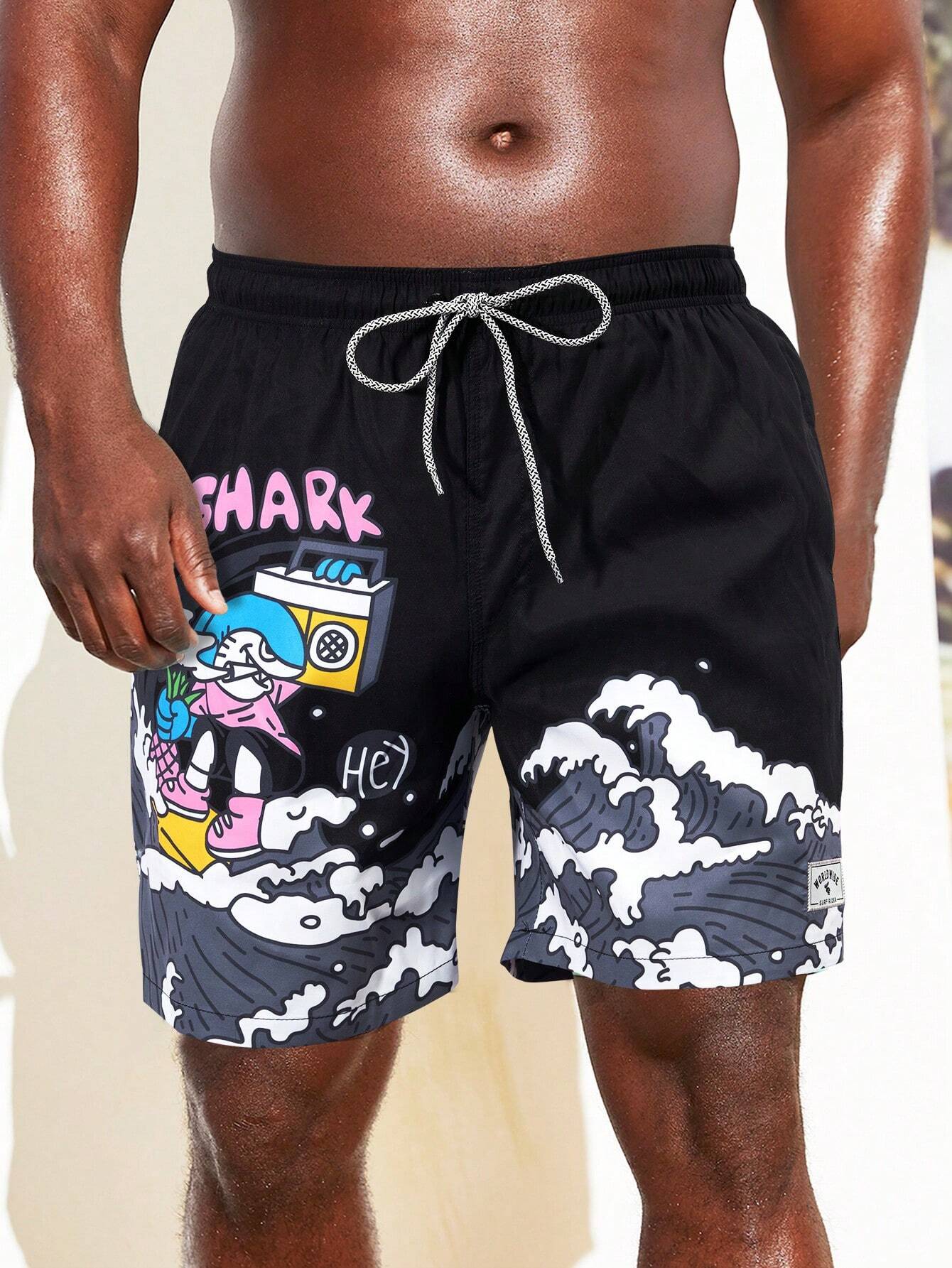 Cartoon Print Swim Shorts-Waves And Trunks