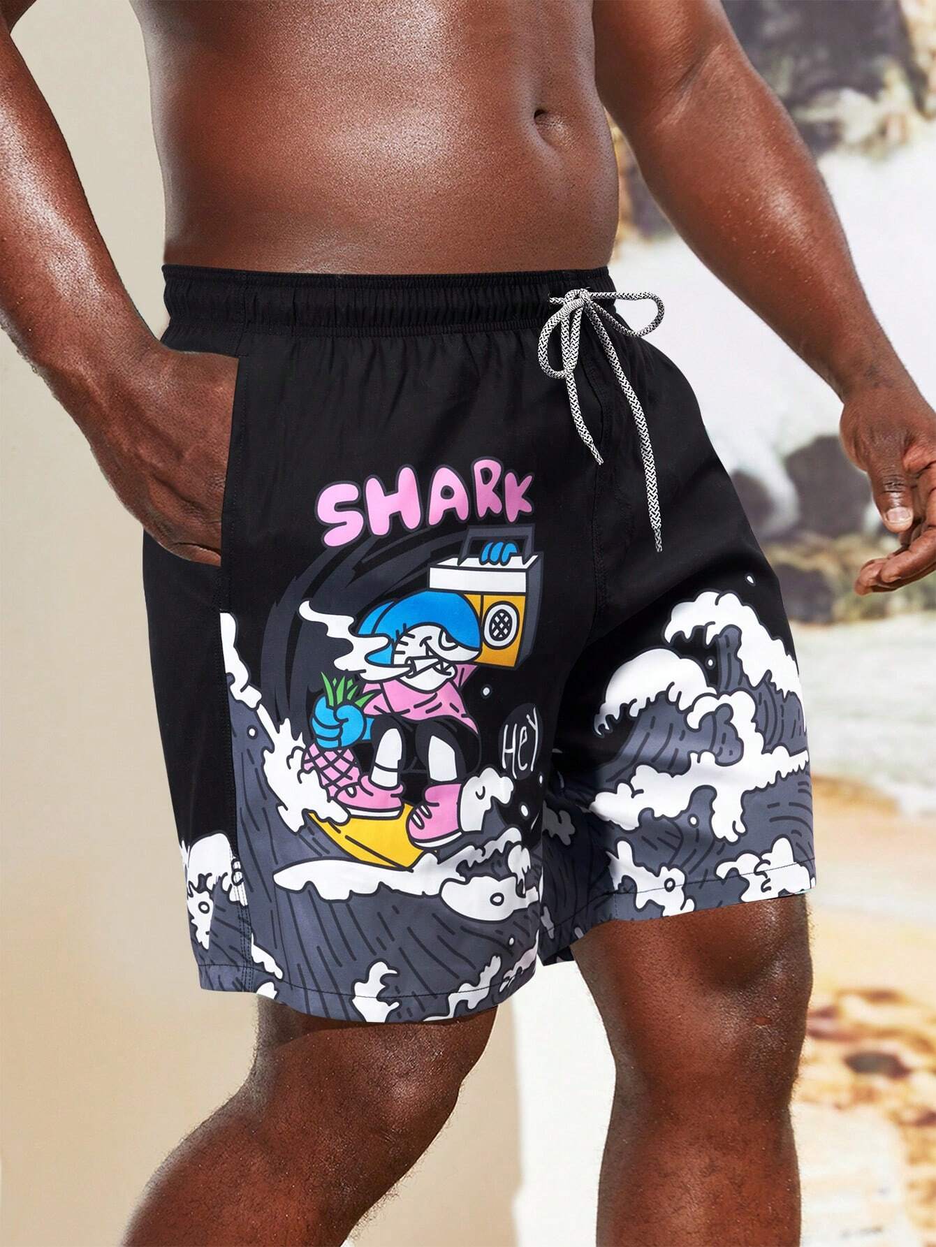 Cartoon Print Swim Shorts-Waves And Trunks
