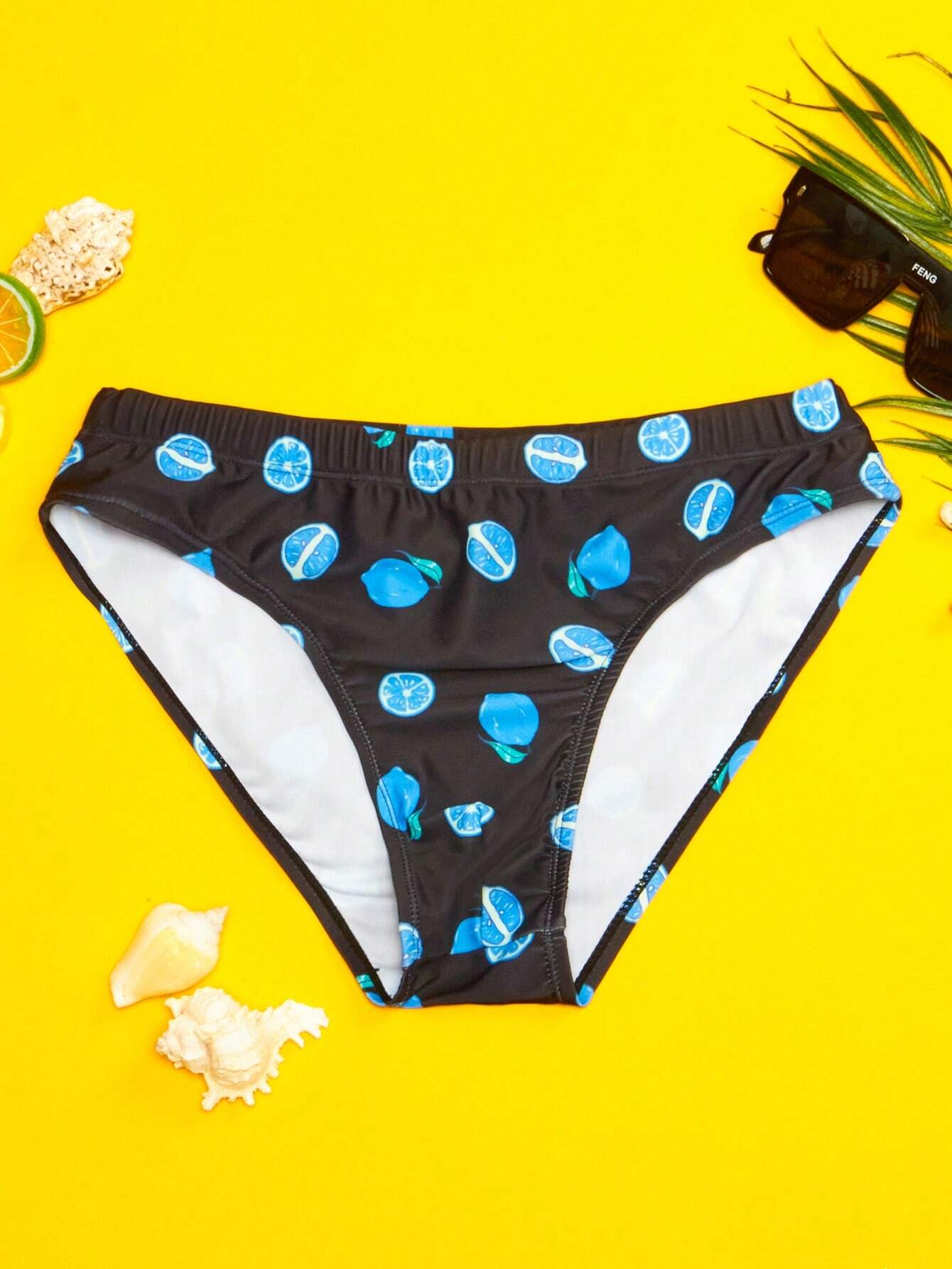 Allover Print Swim Brief-Waves And Trunks