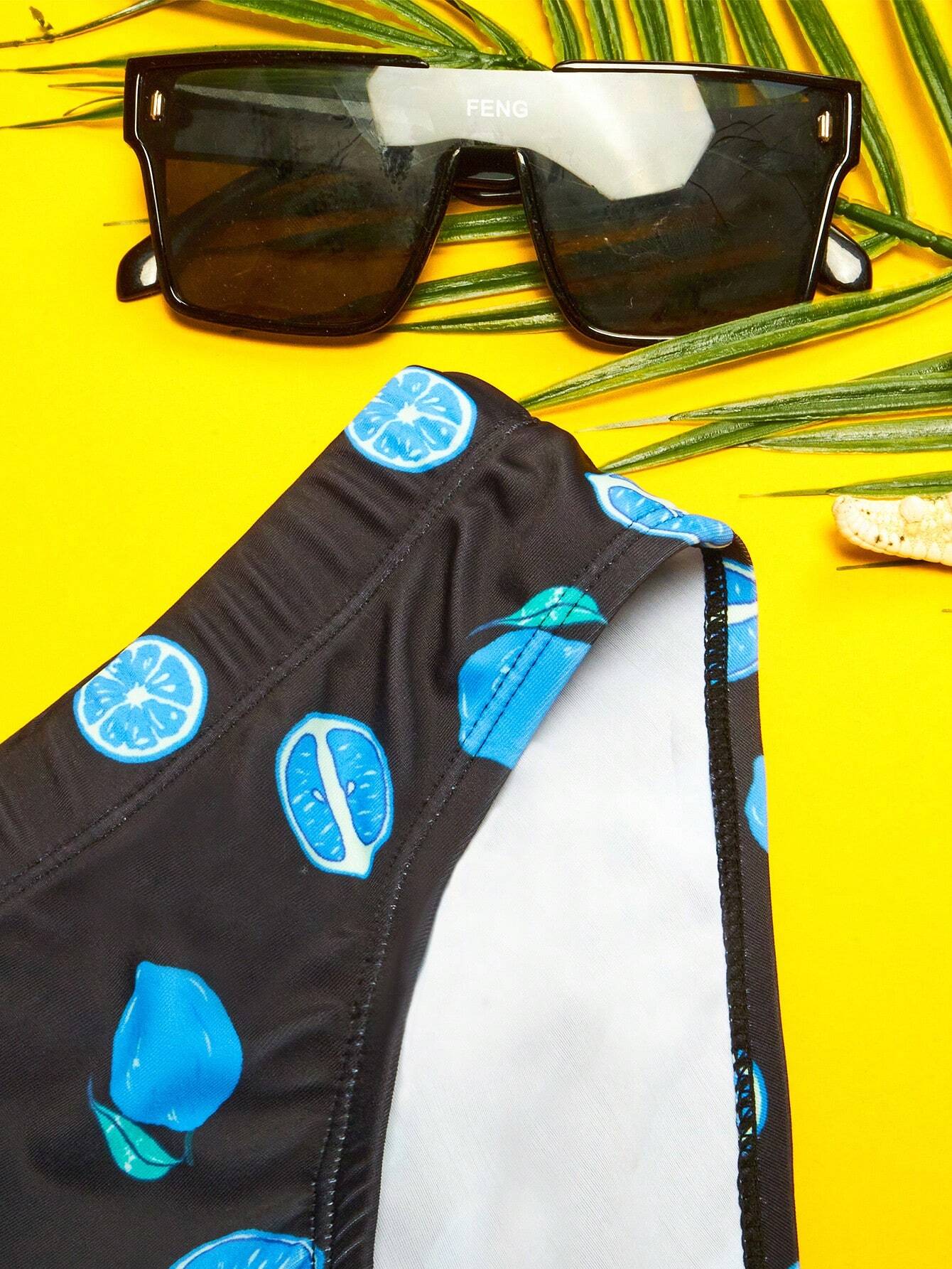 Allover Print Swim Brief-Waves And Trunks