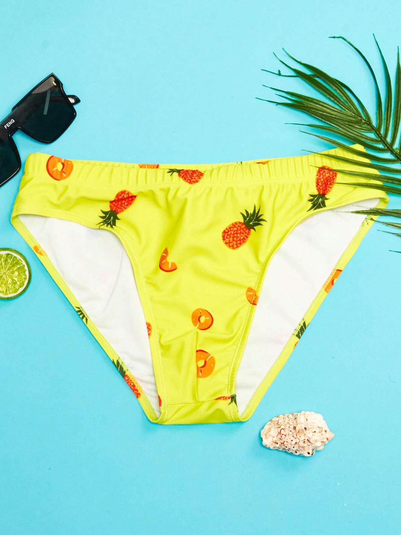 Pineapple Printed Swim Brief-Waves And Trunks