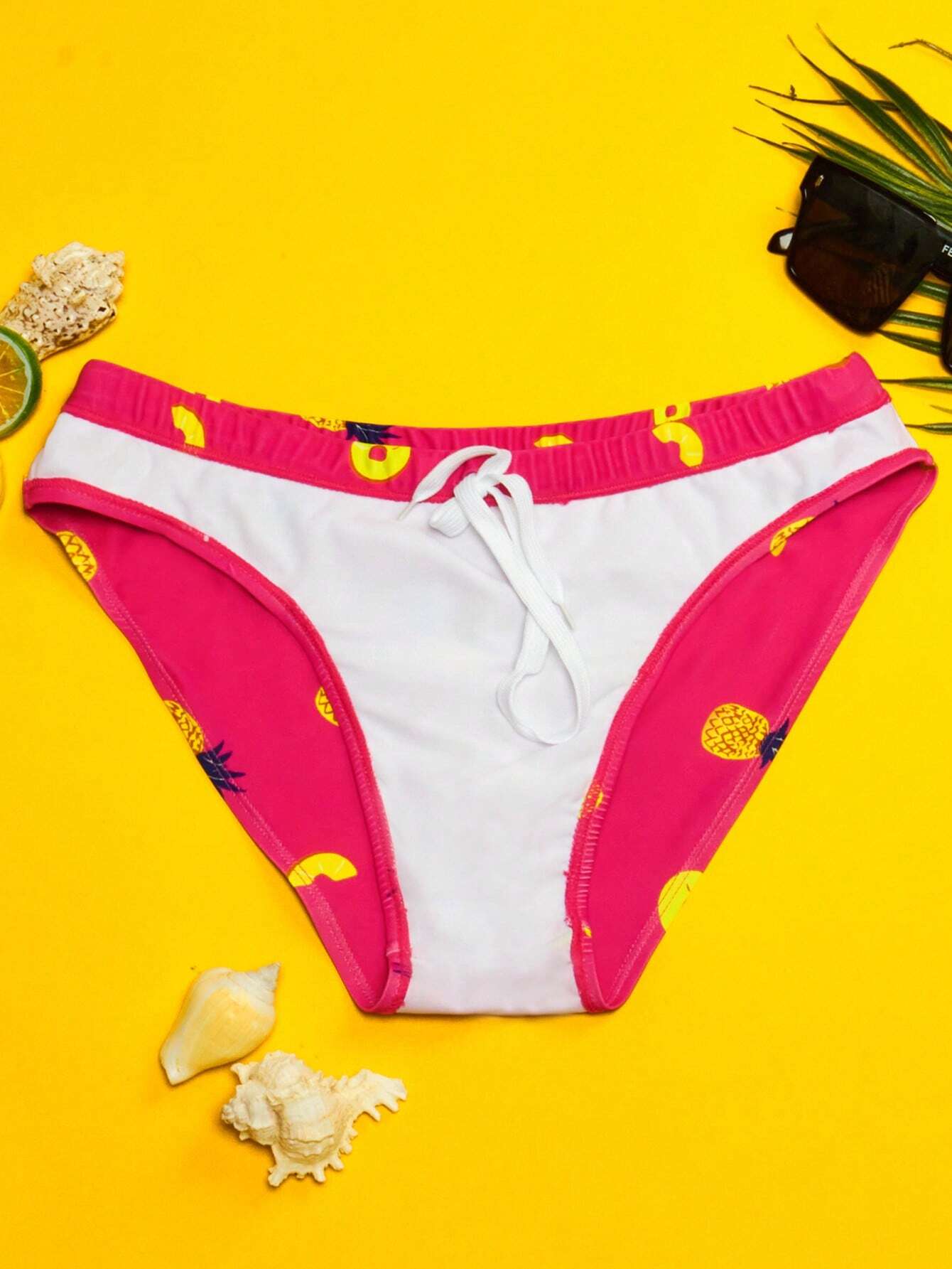 Pineapple Printed Swim Brief-Waves And Trunks